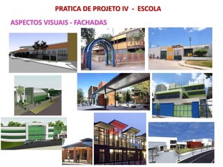 PRATICA DE PROJETO IV - ESCOLA
ASPECTOS VISUAIS - FACHADAS
 