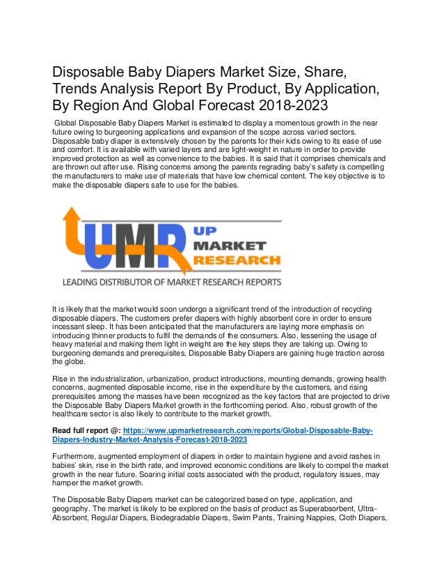 Disposable baby diapers market size, share, trends analysis report by