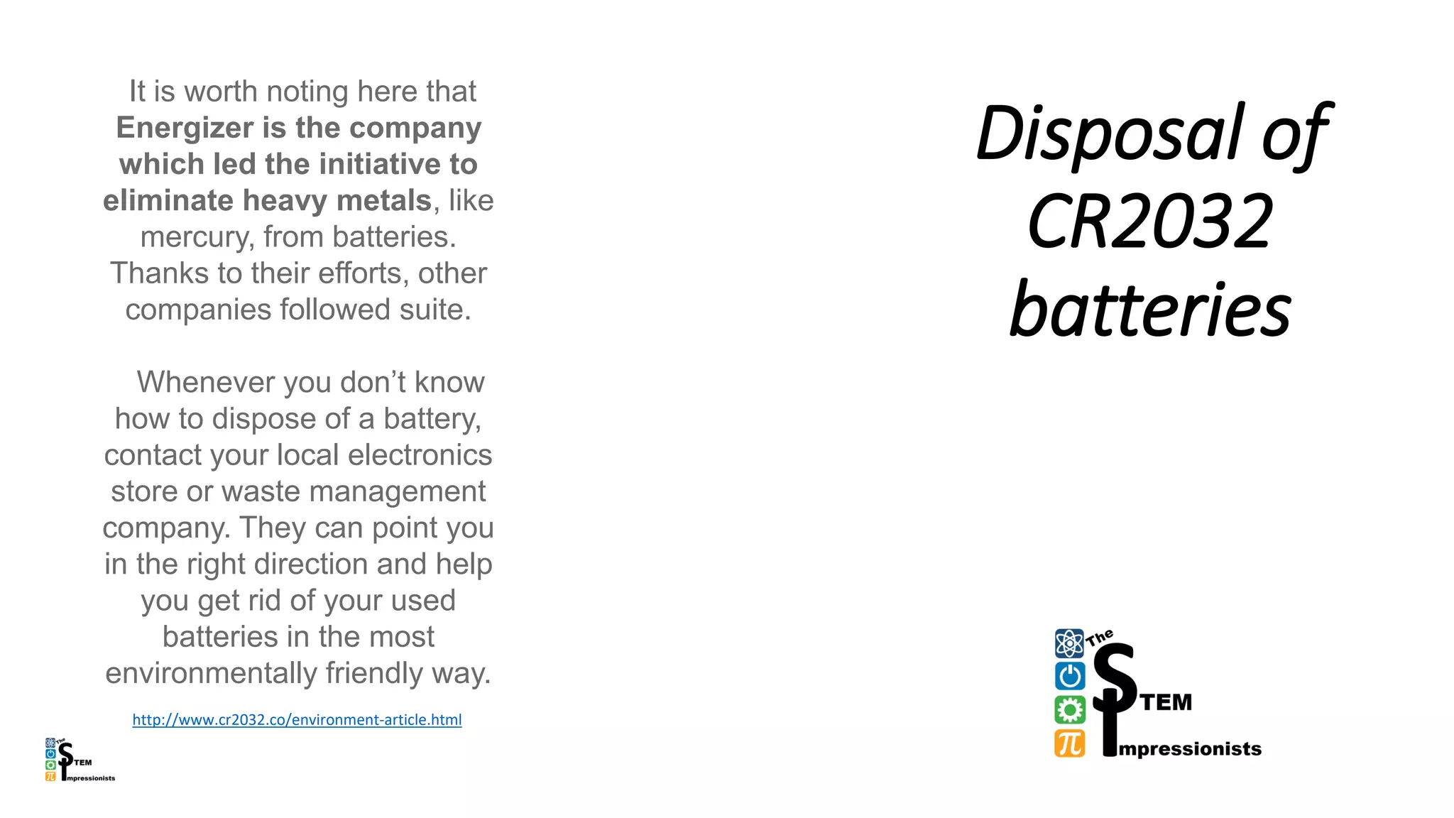 Disposal of CR2032 Batteries PPT