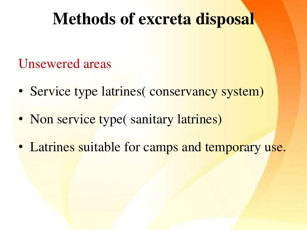 Disposal of excreta