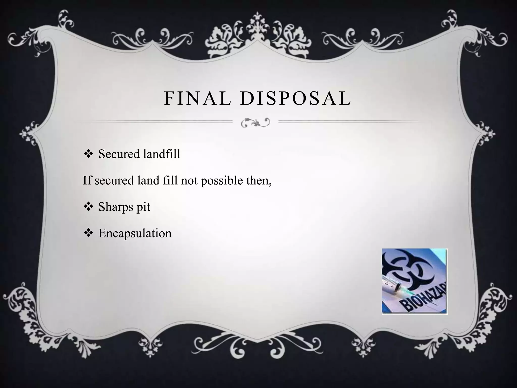 Disposal of sharp wastes(BIO MEDICAL WASTE MANAGEMENT) | PPTX