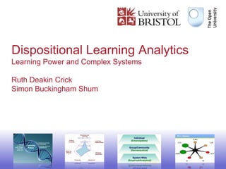 Dispositional Learning Analytics
Learning Power and Complex Systems
Ruth Deakin Crick
Simon Buckingham Shum
1
 