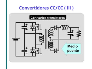 Convertidores CC/CC ( III ) 
Con varios transistores 
Medio puente  