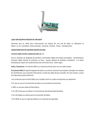 Dispositivos activos y pasivos redes | DOCX