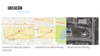 (macro-micro)
Localizaciónde Subang Jaya,Selangoren
Kuala Lumpur.
Localizaciónde la torre Menara Mesiniaga. Vista aérea de la torre Mesiniaga
 