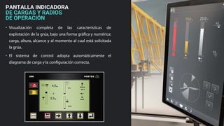 PANTALLA INDICADORA
DE CARGAS Y RADIOS
DE OPERACIÓN
•
•
 