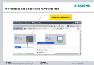 SITRAIN Capítulo 4
ST-MICRO1 / Dispositivos e redes de comunicação Página 26 / 49 Siemens AG © 2009
Interconexão dos dispositivos na vista de rede
Interface selecionada
 