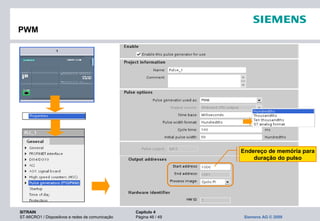 SITRAIN Capítulo 4
ST-MICRO1 / Dispositivos e redes de comunicação Página 46 / 49 Siemens AG © 2009
PWM
Endereço de memória para
duração do pulso
 