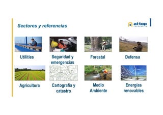 Utilities Seguridad y
emergencias
Forestal
Cartografía y
catastro
Agricultura
Defensa
Medio
Ambiente
Energías
renovables
Sectores y referencias
 