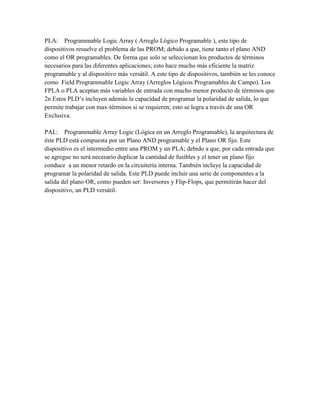 Variables Programables Dispositivos lógicos programables | DOCX