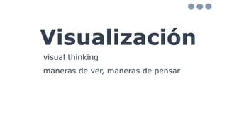 Visualización
visual thinking
maneras de ver, maneras de pensar
 