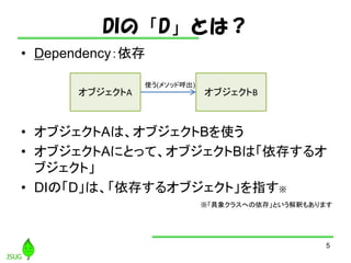 DIΡDȤϣ
? Dependency
? ֥Aϡ֥Bʹ
? ֥AˤȤäơ֥Bϡ椹륪
֥ȡ
? DIΡDϡ椹륪֥ȡָ
5
֥A ֥B
ʹ(᥽åɺ)
󥯥饹ؤ桹Ȥዤ⤢ޤ
 