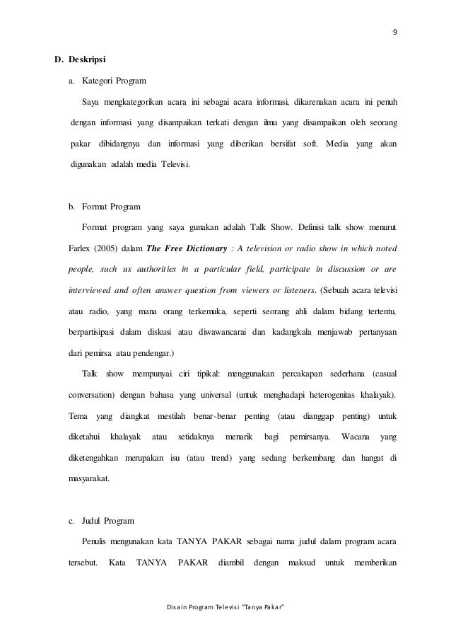 Disain Program Tv Tanya Pakar