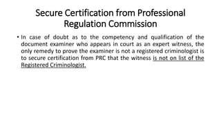 Questionable Qualification Disqualification of questioned document expert witness and ...