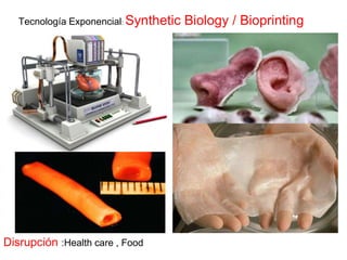 Tecnología Exponencial: Synthetic Biology / Bioprinting
Disrupción :Health care , Food
 