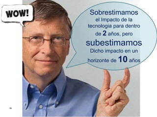 48
Sobrestimamos
el Impacto de la
tecnologia para dentro
de 2 años, pero
subestimamos
Dicho impacto en un
horizonte de 10 años
 