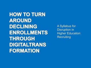 A Syllabus for
Disruption in
Higher Education
Recruiting
 