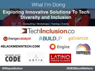 #BLACKMENINTECH.COM
#DBXBlackMatters@WayneSutton #DBXBlackMatters@WayneSutton
What I’m Doing
 