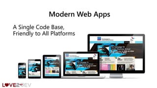 Modern Web Apps
A Single Code Base,
Friendly to All Platforms
 