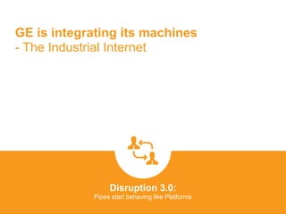 GE is integrating its machines
- The Industrial Internet
Disruption 3.0:  
Pipes start behaving like Platforms
platformrev...
