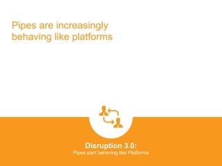 Pipes are increasingly
behaving like platforms
Disruption 3.0:  
Pipes start behaving like Platforms
platformrevolution.com
 
