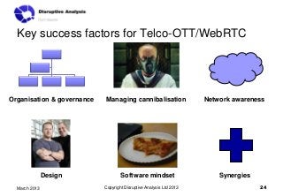 Key success factors for Telco-OTT/WebRTC




Organisation & governance   Managing cannibalisation                 Network ...