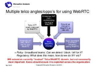 Multiple telco angles/oppo’s for using WebRTC
                                          Enterprise VoIP
                  ...