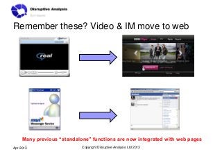 Remember these? Video & IM move to web




     Many previous “standalone” functions are now integrated with web pages
Apr...
