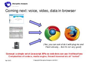 Coming next: voice, video, data in browser




                                          (Yes, you can sort-of do it with ...