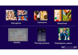 Disruptive      Concerns         Reactions




  Reality    The big picture   Champions, peers
 
