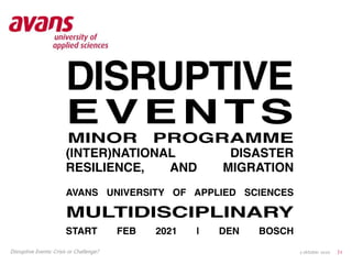 Disruptive Events: Crisis or Challenge? 2 oktober 2020 | 1
 