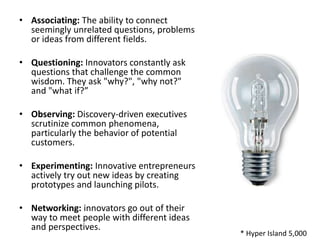 Innovation is about coming to the conclusion on the idea to pursue.
 