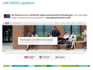 © 2013 Cisco Consulting Services. All rights reserved. Cisco Confidential 16
“Our Goal is to educate 1,000,000,000 people around the world. Online Education is the single biggest
change in education since the printing press” - Anant Agarwal President of edX
 