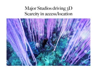 Major Studios driving 3D
Scarcity in access/location
 