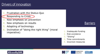 Drivers of innovation
Barriers
 