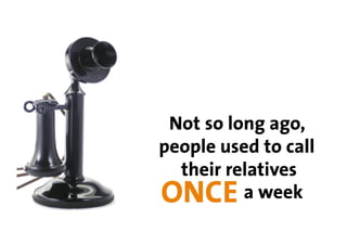 Not so long ago,
people used to call
  their relatives
ONCE      a week   
 