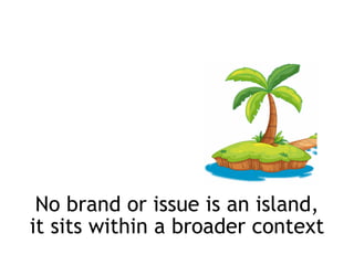 No brand or issue is an island,
it sits within a broader context
 