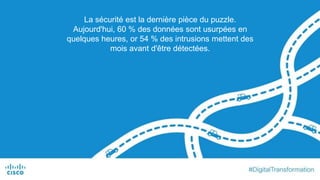 La sécurité est la dernière pièce du puzzle.
Aujourd'hui, 60 % des données sont usurpées en
quelques heures, or 54 % des intrusions mettent des
mois avant d'être détectées.
 