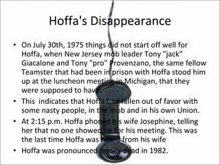 Dissappaerance Of Hoffa | PPT