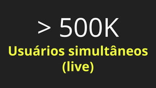 > 500K
Usuários simultâneos
(live)
 