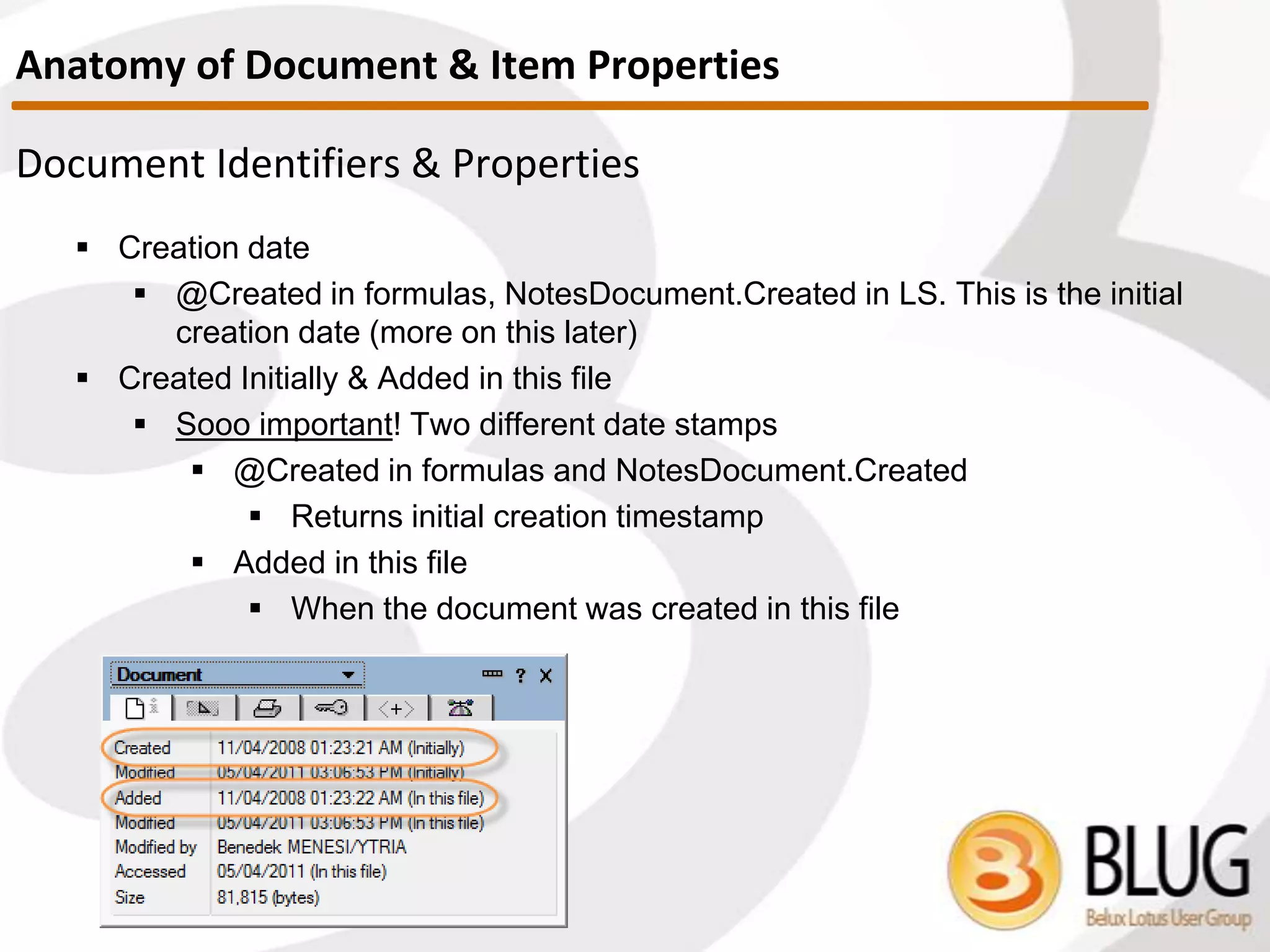 How to deploy selective replication
formula settings?
 You need to know about the structure of replication formula notes for
this
 Use the ReplicationInfo object from the LS NotesDatabase class
(Datatype: NotesReplication) – this was introduced in R5
 Use the “getEntry” method from the NotesReplication object to set
values
 Example:
 Script loops through all mailboxes and sets replication formulas to
make server Acme01 only receive “Memo” type documents from
server Acme02
Selective Replication Formulas
 