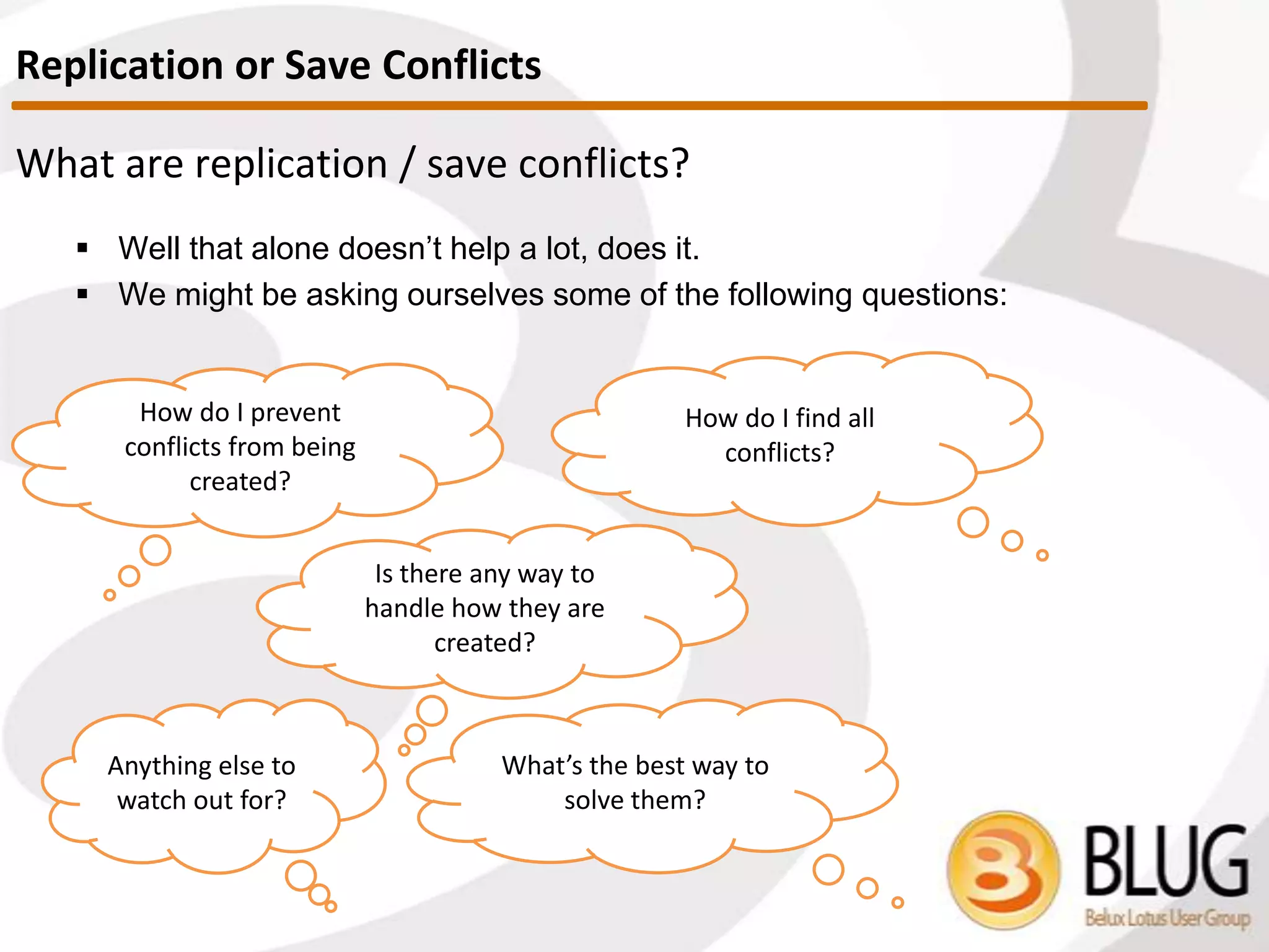 What are Deletion Stubs?
 Deletion Stub definition
 When a document is deleted from the database, a light place holder is
created that contains little information
 In case enabled, Soft Deletions are an interim step in this process
 Soft Deletions have a different class, and are only different from
deletion stubs because they actually do contain all their items
 What do deletion stubs contain?
 Document UNID
 Creation Time (Initial)
 Deletion Time (Both initial & in this file)
 Sequence number
Deletion Stubs
 