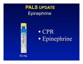 PALS UPDATE
        Epinephrine



            • CPR
            • Epinephrine

10 mL
 