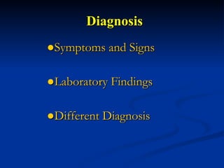 Diagnosis ●Symptoms and Signs ●Laboratory Findings ●Different Diagnosis 