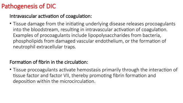 DISSEMINATED INTRAVASCULAR COAGULATION (DIC).pptx | Free Download