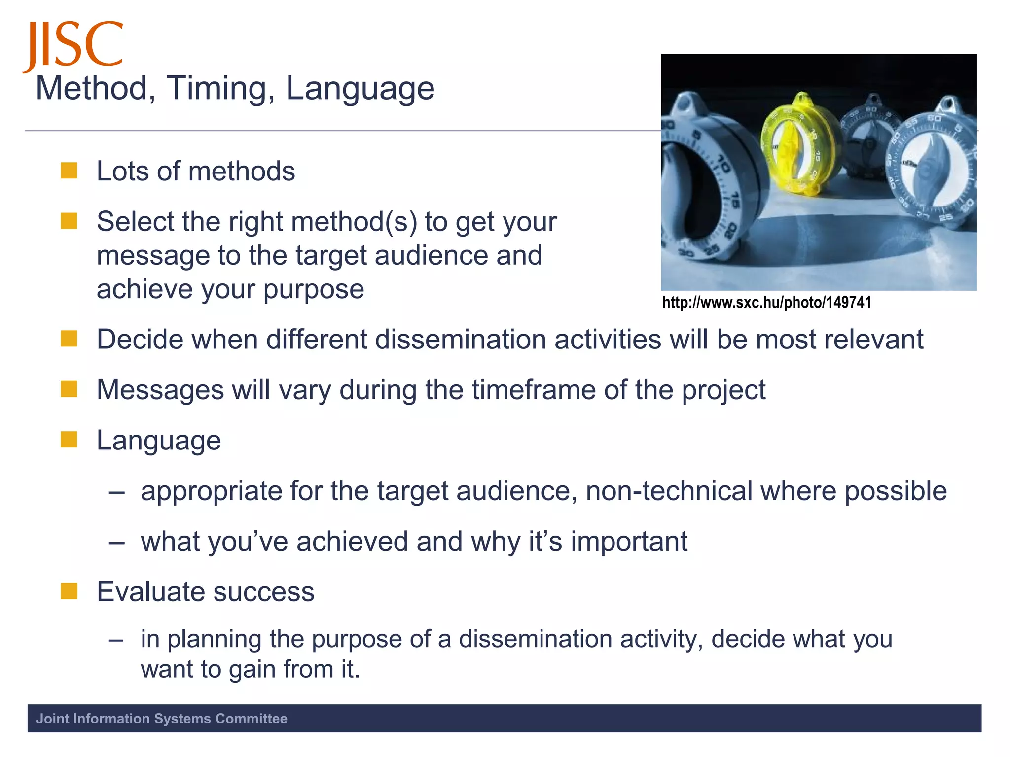 JISC BCE - Dissemination