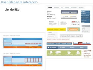 Usabilitat en la interacció Llei de fitts 