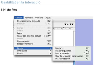 Usabilitat en la interacció Llei de fitts 