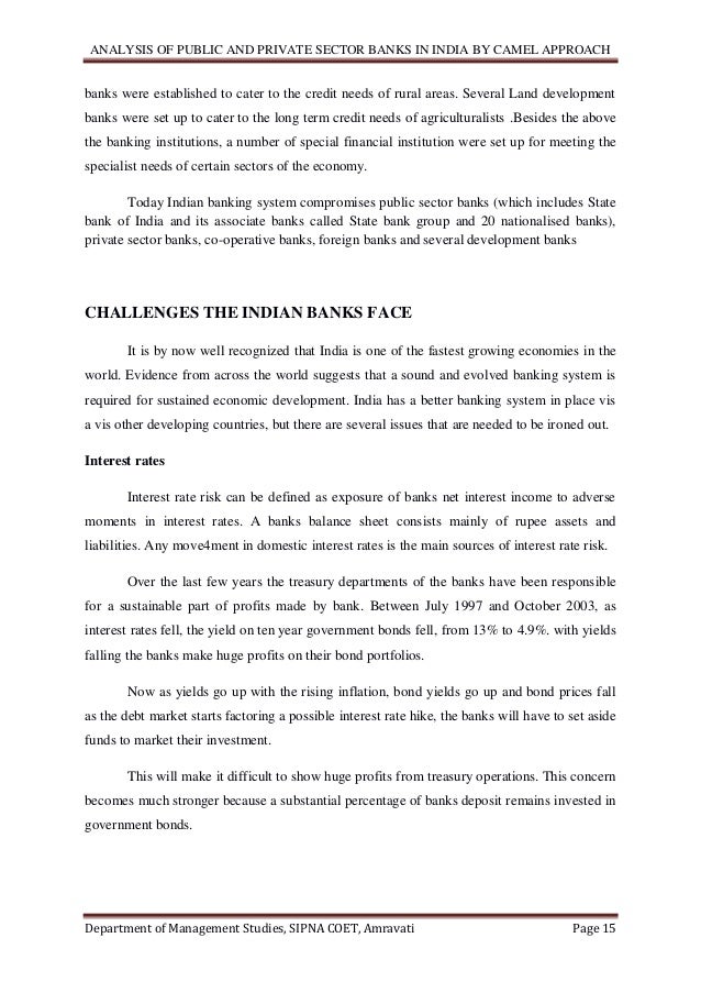 Disseration On Analysis Of Public And Private Sector Banks In India B