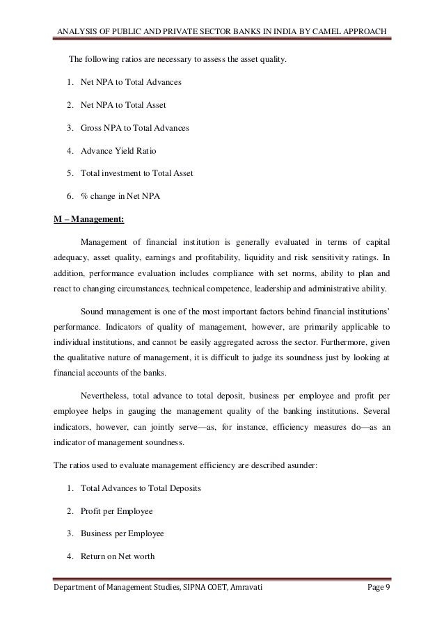 Disseration On Analysis Of Public And Private Sector Banks In India B